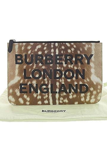Burberry Brown Leather Clutch Bag (view 1)