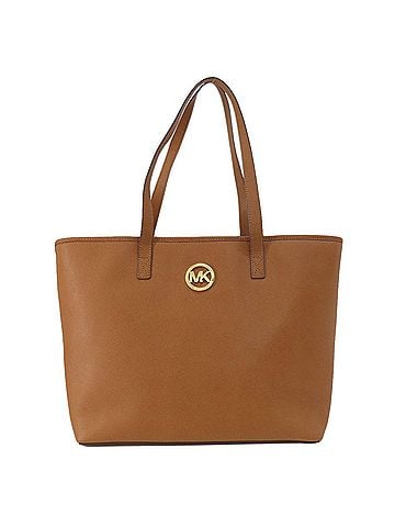 Michael Kors Jet Set Brown Leather Tote Bag (view 1)