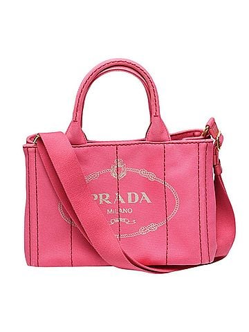 Prada Canapa Pink Canvas Tote Bag (view 1)