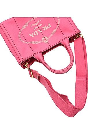 Prada Canapa Pink Canvas Tote Bag (view 2)