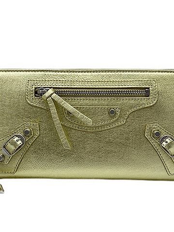 Balenciaga Continental Zip Around Gold Leather Wallet (view 1)