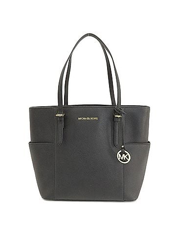 Michael Kors Jet Set Black Leather Tote Bag (view 1)