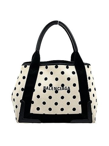Balenciaga Navy Cabas White Canvas Tote Bag (view 1)