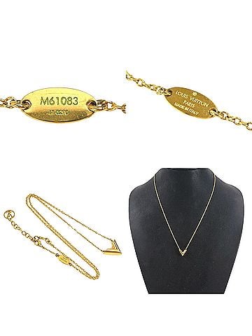 Louis Vuitton Essential V Gold Metal Necklace Jewelry (view 1)