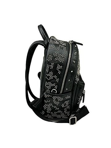 MCM Visetos Black Leather Backpack Bag (view 2)