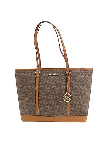 Michael Kors Jet Set Brown Canvas Tote Bag (view 1)