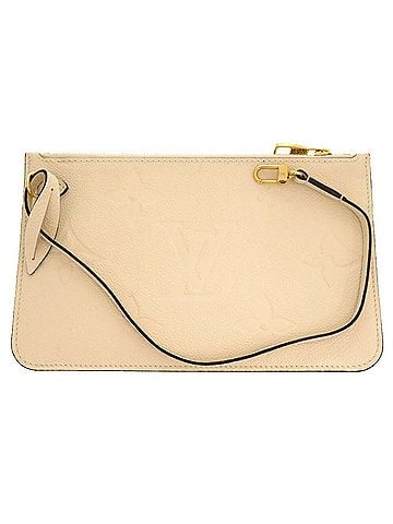 Louis Vuitton Neverfull Pouch Beige Leather Clutch Bag (view 1)