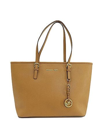 Michael Kors Jet Set Brown Leather Tote Bag (view 1)
