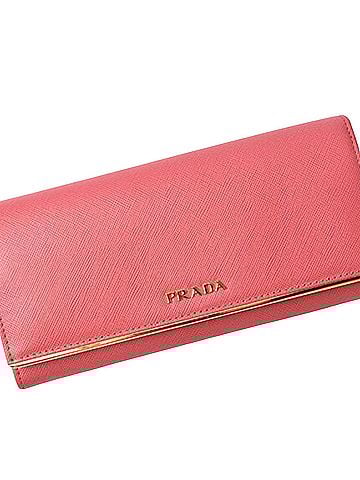 Prada Saffiano Pink Metal Wallet (view 1)