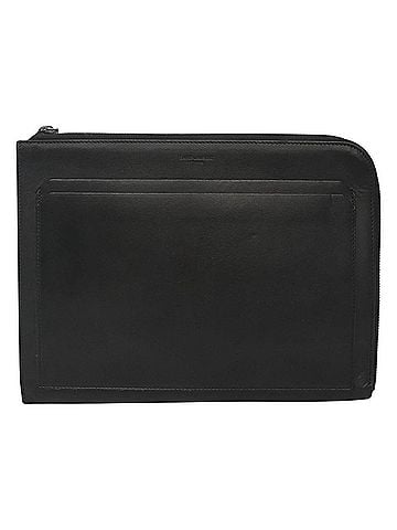 Yves Saint Laurent Black Leather Clutch Bag (view 1)