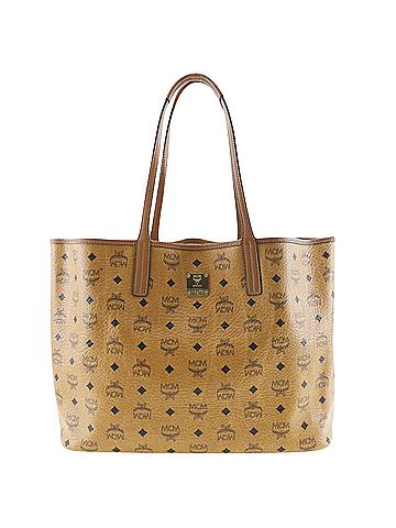 MCM Visetos Brown Leather Tote Bag (view 1)
