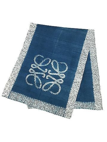Loewe Anagram Blue Cotton Scarf (view 1)