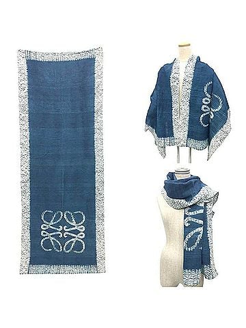 Loewe Anagram Blue Cotton Scarf (view 2)