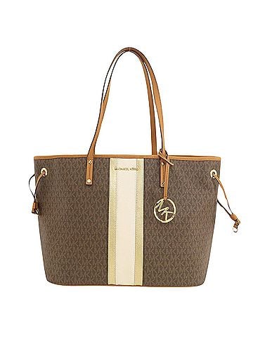 Michael Kors Jet Set Brown Canvas Tote Bag (view 1)