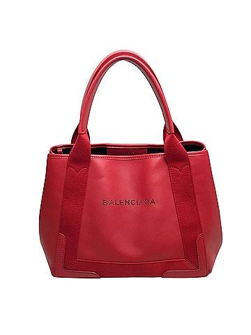 Balenciaga Navy Cabas Red Leather Tote Bag (view 1)