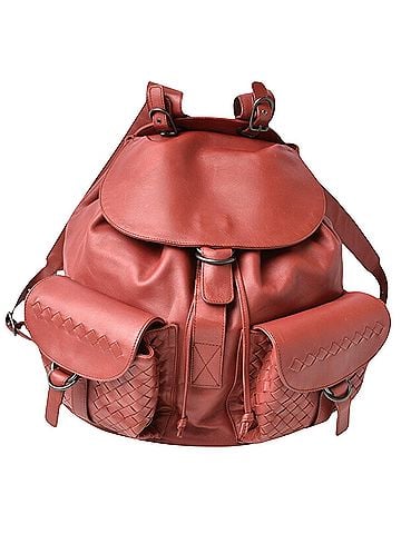 Bottega Veneta Intrecciato Red Leather Backpack Bag (view 1)