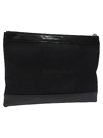 Balenciaga Black Canvas Clutch Bag (view 1)