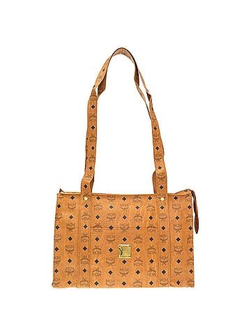 MCM Visetos Brown Canvas Tote Bag (view 1)