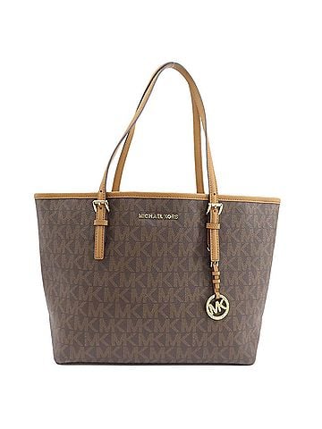 Michael Kors Jet Set Brown Canvas Tote Bag (view 1)