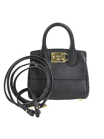 Salvatore Ferragamo Black Leather Handbag (view 1)