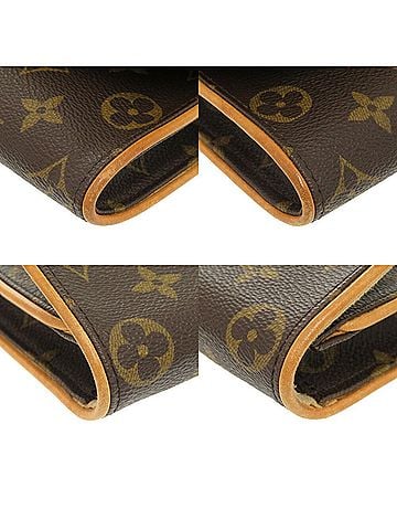 Louis Vuitton Pochette Twin Brown Canvas Clutch Bag (view 2)