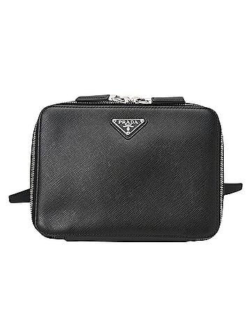 Prada Saffiano Black Leather Backpack Bag (view 1)