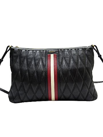 Bally Stripe Black Leather Shoulder Bag (view 1)