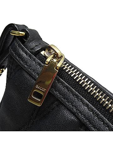 Bally Stripe Black Leather Shoulder Bag (view 2)