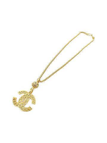 Chanel Coco Mark Gold Gold Plated Necklace Jewelry (view 2)