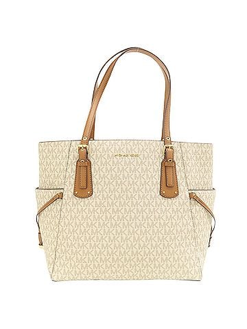 Michael Kors Voyager Beige Canvas Tote Bag (view 1)