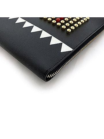 Fendi Studs Black Leather Clutch Bag (view 2)