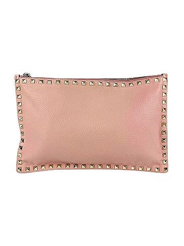 Valentino Garavani Rockstud Pink Leather Clutch Bag (view 1)