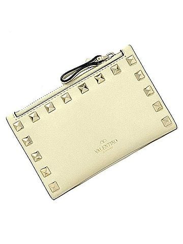 Valentino Garavani Rockstud Beige Leather Wallet (view 1)