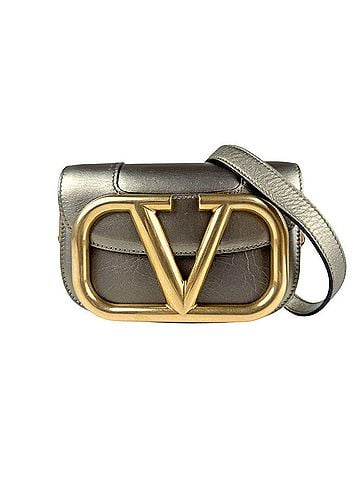 Valentino Garavani Grey Leather Shoulder Bag (view 1)