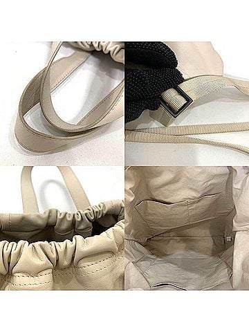 Bottega Veneta Ecru Leather Backpack Bag (view 2)