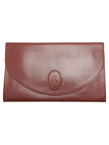 Cartier Burgundy Leather Clutch Bag (view 1)