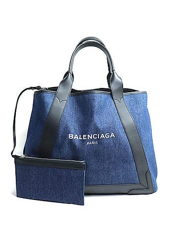 Balenciaga Cabas Blue Denim - Jeans Tote Bag (view 1)