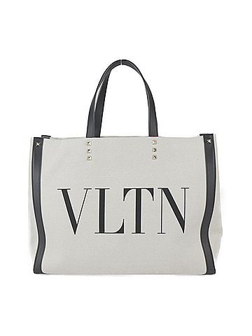 Valentino Garavani Vltn White Canvas Tote Bag (view 1)