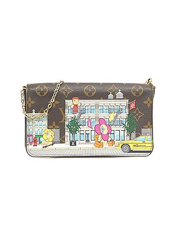 Louis Vuitton Felicie Brown Canvas Clutch Bag (view 1)