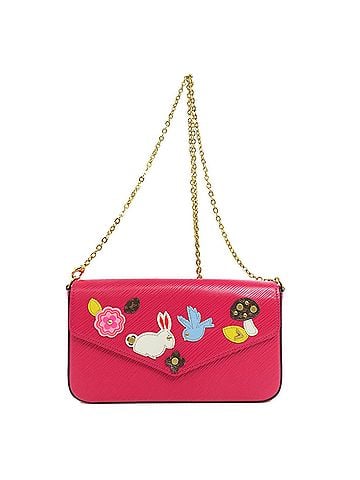 Louis Vuitton Felicie Pink Leather Clutch Bag (view 1)