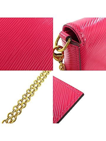 Louis Vuitton Felicie Pink Leather Clutch Bag (view 2)