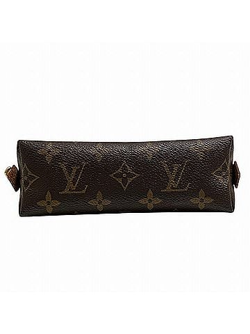 Louis Vuitton Cosmetic Pouch Brown Canvas Clutch Bag (view 2)