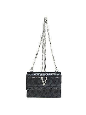 Versace Virtus Black Leather Shoulder Bag (view 1)