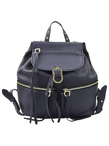 Salvatore Ferragamo Gancini Navy Leather Backpack Bag (view 1)