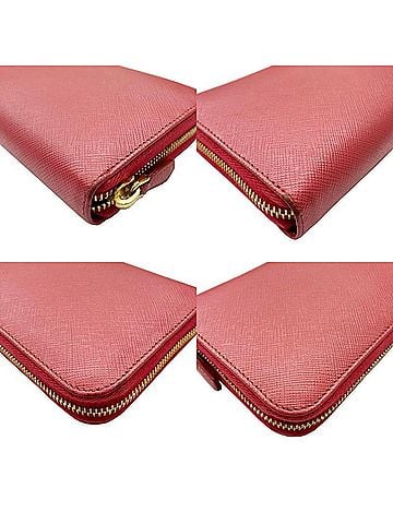 Prada Round Zipper Pink Leather Wallet (view 2)
