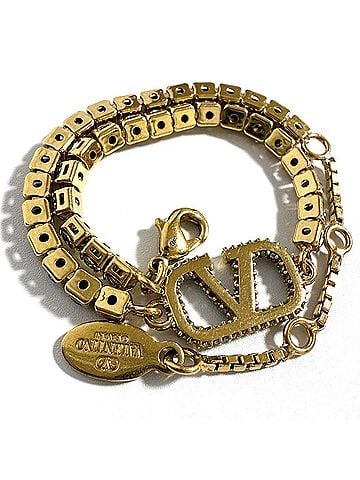 Valentino Garavani V Logo Gold Metal Bracelet Jewelry (view 2)