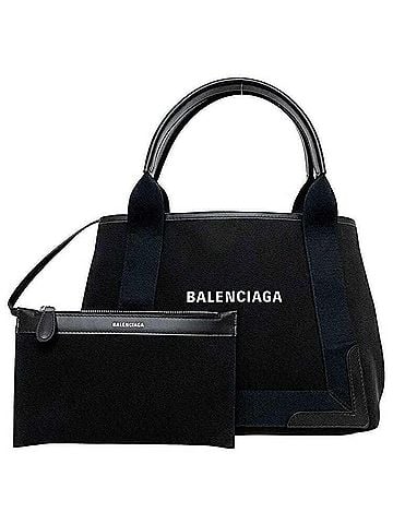 Balenciaga Navy Cabas Black Canvas Tote Bag (view 1)