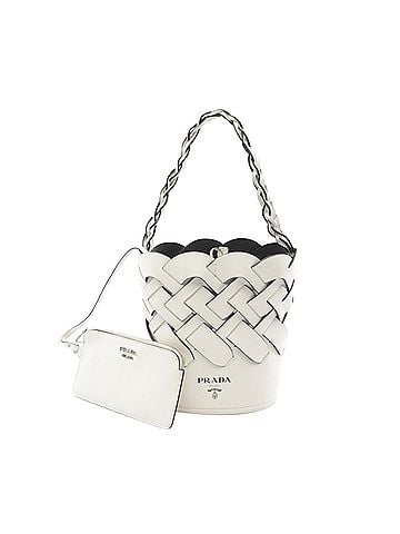 Prada White Leather Tote Bag (view 1)