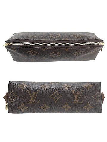 Louis Vuitton Cosmetic Pouch Brown Canvas Clutch Bag (view 2)