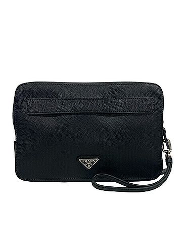 Prada Black Leather Clutch Bag (view 1)